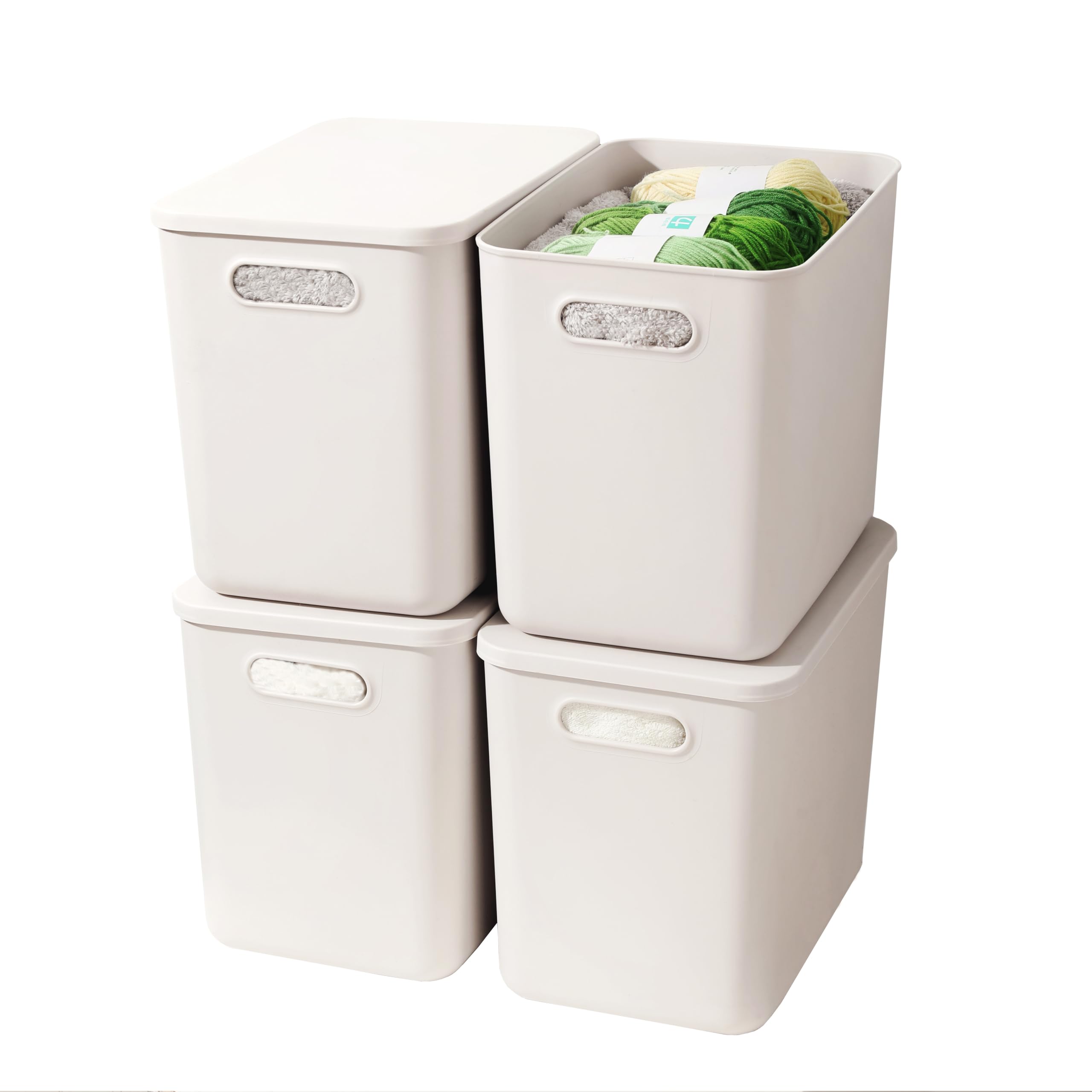 プラスチック 収納ボックス 蓋付き 約幅30×奥行20.5×高さ25cm 約15 L